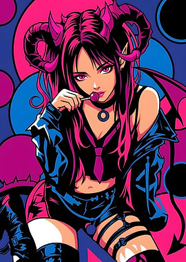 Anime Style Succubus Girl Illustration