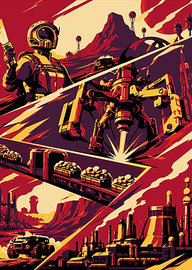 Retro Sci-Fi Mars Colony Poster