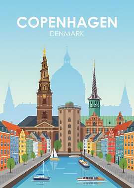 Copenhagen Denmark Travel Poster