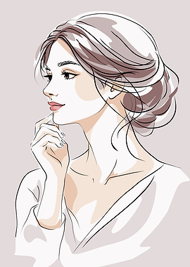 Elegant Woman Portrait Line Art