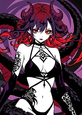 Anime Succubus Demon Girl Illustration