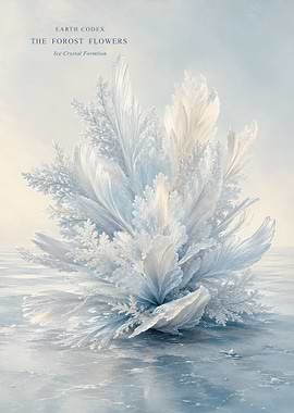 Frozen Frost Flower Ice Crystal Minimalist Art
