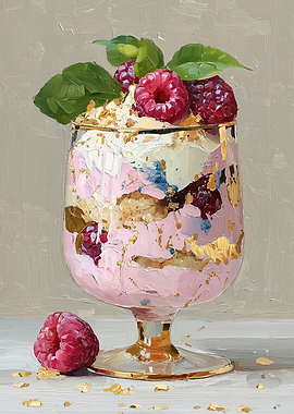 Impressionist Raspberry Dessert in Glass