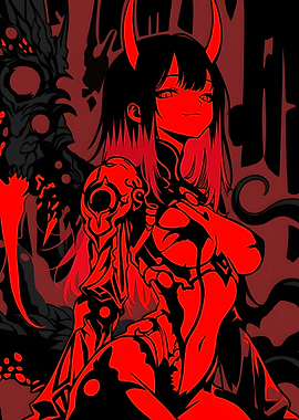 Red Demon Anime Girl Digital Art