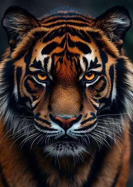 Intense Close-up Portrait of a Tiger