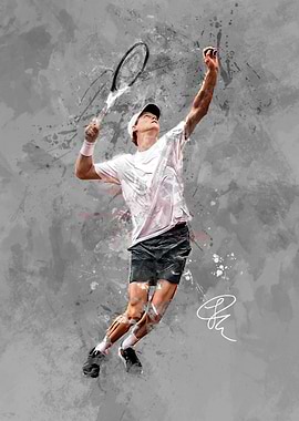 Jannik Sinner Tennis Serve Art