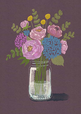 Floral Bouquet in Mason Jar