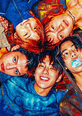 Oil Painting Portrait of Five Young Men