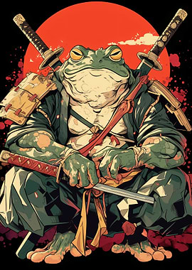 Samurai Frog Warrior Illustration
