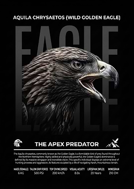 wild Golden Eagle Apex Predator Infographic Poster
