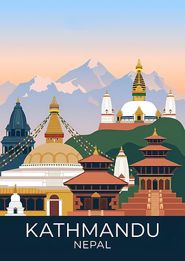 Kathmandu Nepal Travel Poster