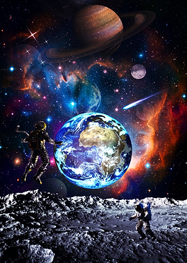 Astronauts Exploring the Lunar Surface