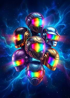Futuristic Rainbow Visor Helmets