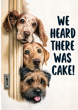 Three Dogs Peeking for Cake