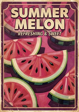 Vintage Summer Melon Poster