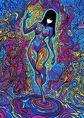 Psychedelic Abstract Female Figure Art