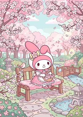My Melody in Cherry Blossom Garden