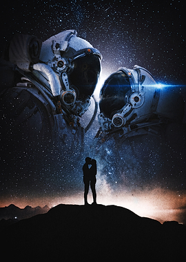 Astronauts Watching A Romantic Couple