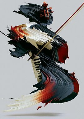 Abstract Musical Instrument Fusion Art