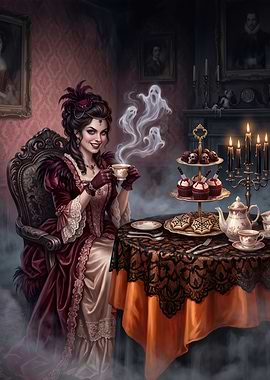 Gothic Victorian Lady Tea Party