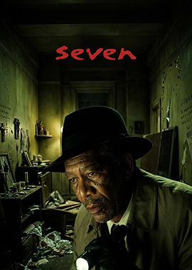Seven Movie Poster Featuring Morgan Freeman