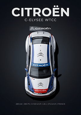 Citroen C-Elysee WTCC Top View Poster