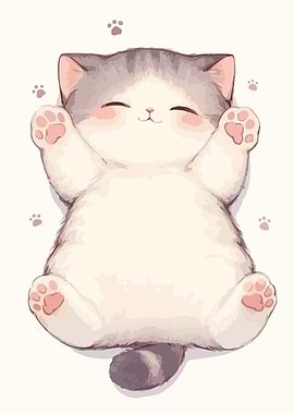 Cute Sleeping Kitten Illustration