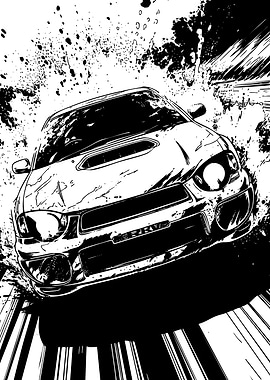 Subaru Impreza Rally Car Illustration