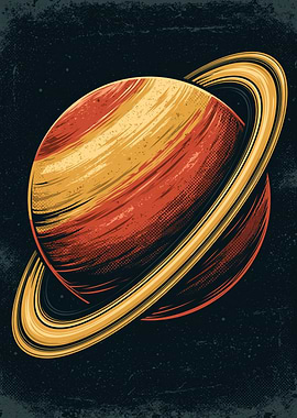Retro Saturn Planet Vintage Space Poster