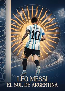 Lionel Messi Argentina Sun Poster