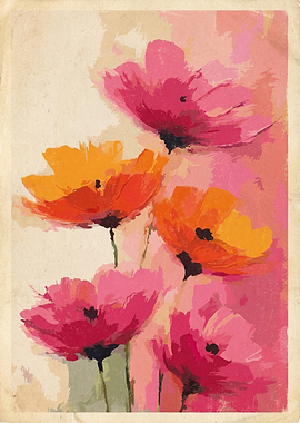 Abstract Painted Poppy Flower Bouquet