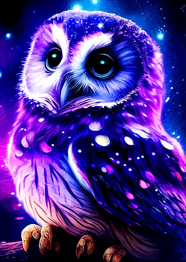 Cosmic Galaxy Owl Portrait