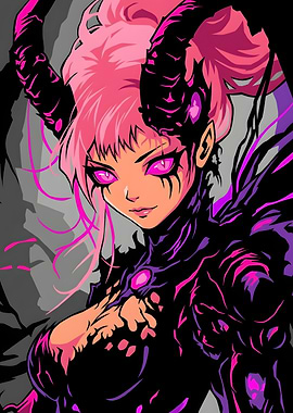 Pink Haired Demon Anime Girl