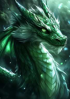 Majestic Green Dragon Portrait