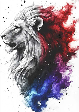 Cosmic Lion Profile Art