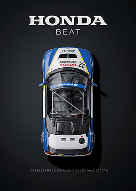Honda Beat Racing Car Poster