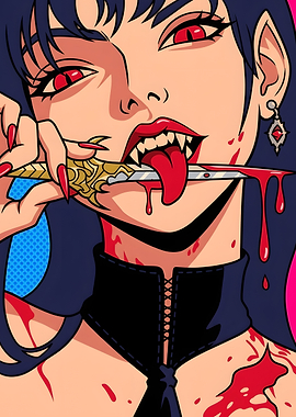 Vampire Anime Girl Pop Art