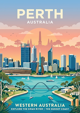 Perth Australia Travel Poster