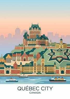 Quebec City Canada Travel Poster