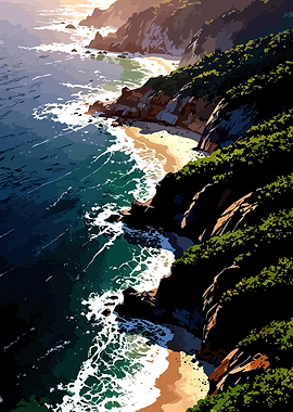 Coastal Cliffs and Ocean Waves
