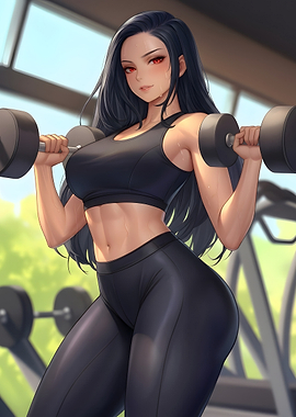 Anime Goth Girl in Gym