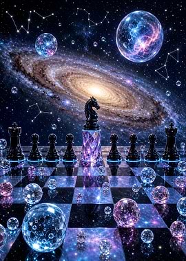 Cosmic Chess Knight in Space Game of Chess