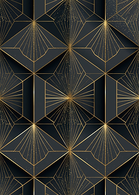 Art Deco Geometric Gold and Black Pattern
