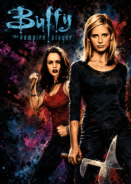 Buffy and Faith Vampire Slayer Poster