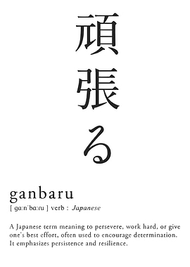 Ganbaru Japanese Definition Poster
