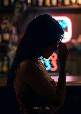 Obsession Silhouette of a Woman in Bar