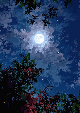 Full Moon in Night Sky