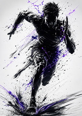 Dynamic Sprinter in Ink Splatter Art