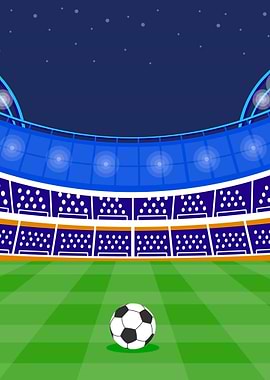Soccer Ball on Stadium Field