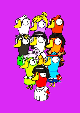 Group of Cartoon Duck Characters